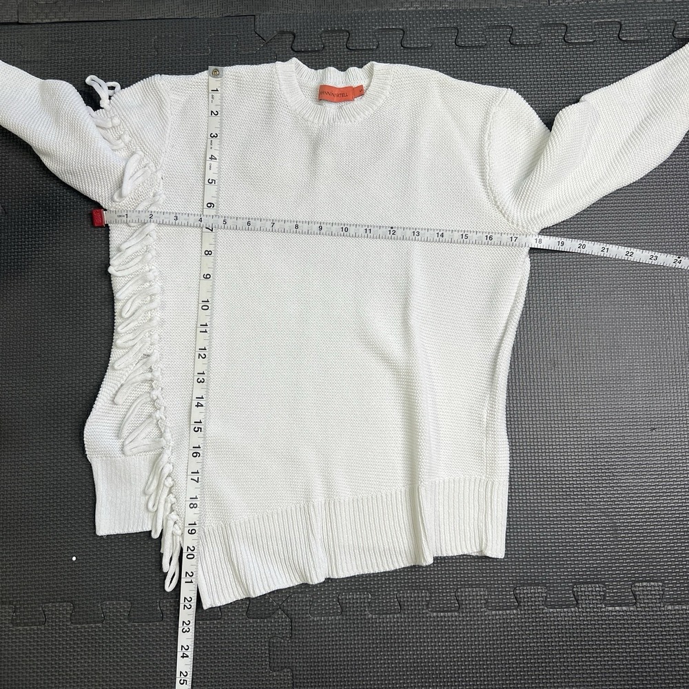 Manning Cartell White Knit Sweater Sm Asymmetric Fringe Avant Garde Minimalist - Picture 13 of 15